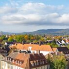 Aerial view of the city Kassel in Germany on a sunny day in spring. Von GDMpro S.R.O